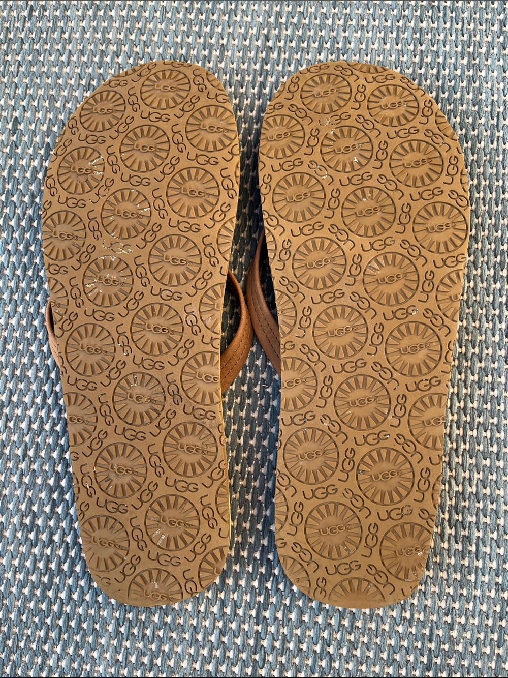 UGG Brown Leather Flip Flop Sandals Size 9 - Picture 3 of 4